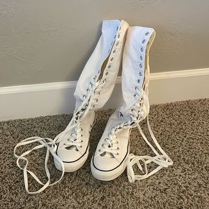 Knee high white Converse